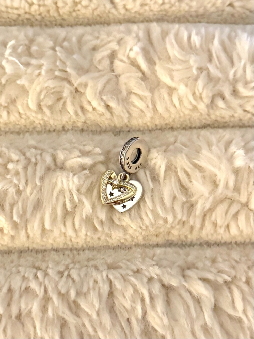 Pandora Two-Tone Gold and Silver Heart Dangle Charm